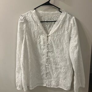 White Eyelet Lace Women's Top